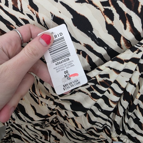 Torrid Cream Black Zebra Print Studio Knit Long Sleeve Cut Outs Maxi Dress Sz 10 - Picture 6 of 11